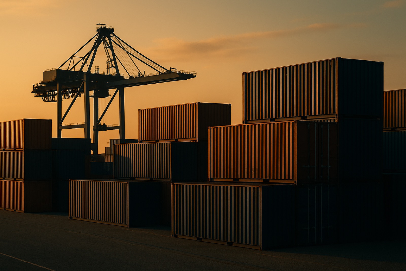 Shipping containers at a port terminal